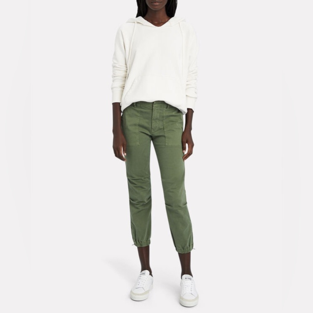 NILI LOTAN Olive Green Cropped French Military Cotton Twill Zipper Ankle Pants 8 - Picture 4 of 11